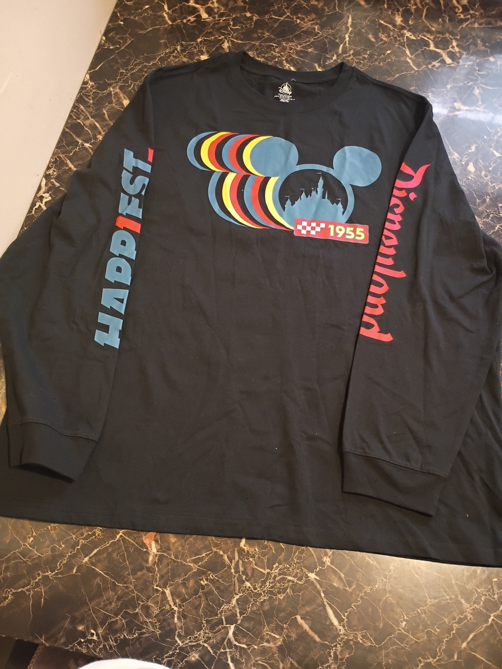 Disney Black 'Happiest' Long-Sleeve Kids Tee